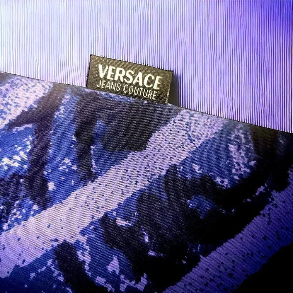 Versace Jeans Couture purple black Abstract chevron button up casual shirt